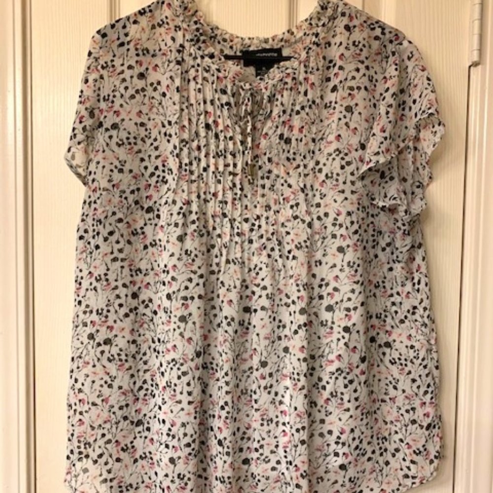 Liz Claiborne Career Multi Color Blouse XL Capped Sleeve